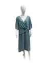 Mg Clothing V-neck Chiffon Midi Dress In Turquoise In Blue