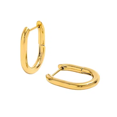 Mg Jewelry Men's Gold Classic Oval Waterproof Hoop Earrings