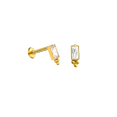 Mg Jewelry Women's Gold Baguette Flat Back Earrings