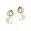 Mg Jewelry Women's Gold / Green Elena Pearl Earrings In Multi
