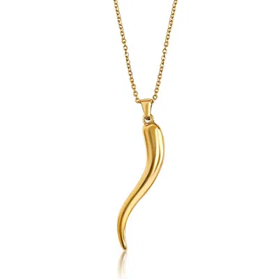 Mg Jewelry Women's Gold Mega Lucky Italian Horn Necklace