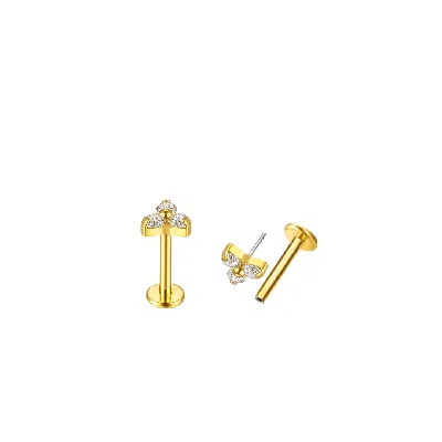 Mg Jewelry Women's Gold Mini Lotus Flat Back Earrings