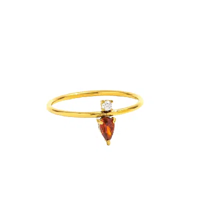 Mg Jewelry Women's Gold / Red Ruby Stone Ring