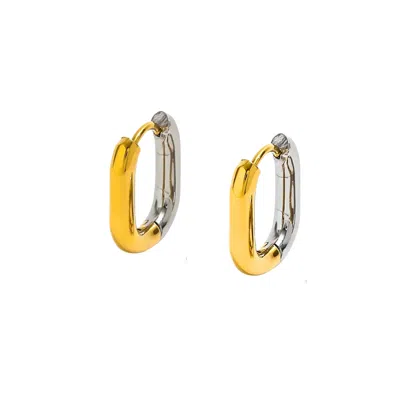 Mg Jewelry Women's Gold / Silver Two Tone Oval Hoop Earrings