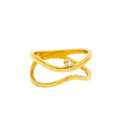 Mg Jewelry Women's Gold Sol Wave Waterproof Ring