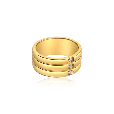 Mg Jewelry Women's Gold Tres Waterproof  Ring