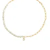 Mg Jewelry Women's Gold / White Initial Pearl Mix Necklace In Gold