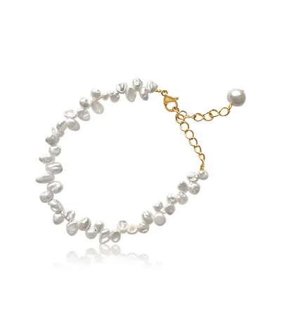 Mg Jewelry Women's Gold / White Organic Freshwater Pearl Bracelet In Multi