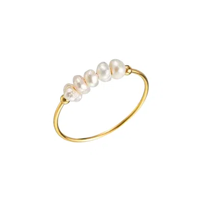 Mg Jewelry Women's Gold / White Petite Pearl Waterproof Ring