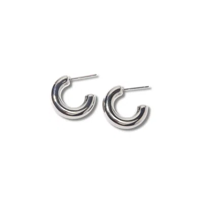 Mg Jewelry Women's Mini Silver Hoop Earrings In Metallic