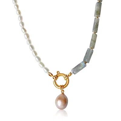 Mg Jewelry Women's Pink / White / Green Isola Rosa Necklace In Multi