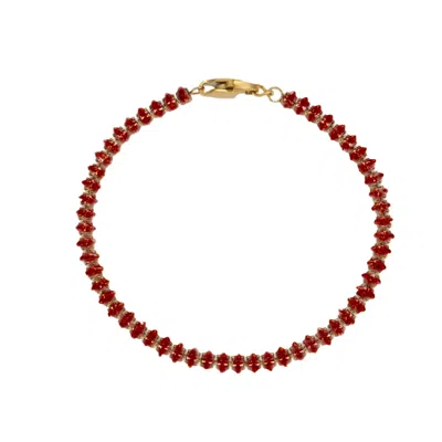Mg Jewelry Women's Red Garnet Petite Tennis Bracelet