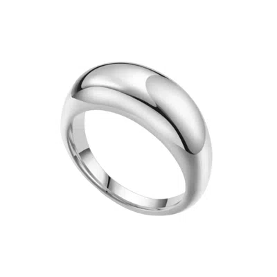 Mg Jewelry Women's Silver Slim Dome Waterproof Ring In Metallic