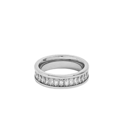 Mg Jewelry Women's Silver Spark Baguette Band