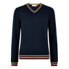 Mg Rivers Men's Blue Extrafine Merino The V Navy In Blue