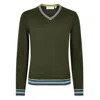 Mg Rivers Men's Extrafine Merino The V Olive Green In Green