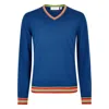 Mg Rivers Men's Extrafine Merino The V Prussian Blue In Blue
