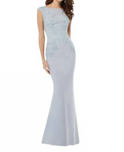Mgny Bateau Neckline Formal Dress In Silver In Blue
