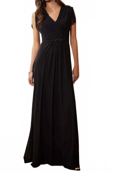 Mgny Cap Sleeves Mesh Gown In Black