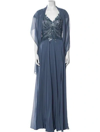 Pre-owned Mgny Halterneck Long Dress In Blue