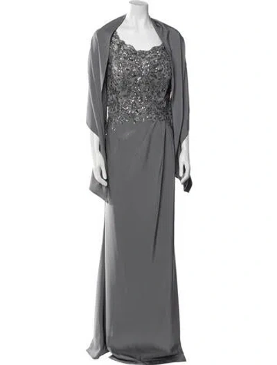 Pre-owned Mgny Halterneck Long Dress In Gray