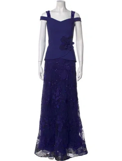 Pre-owned Mgny Lace Pattern Long Dress In Multi