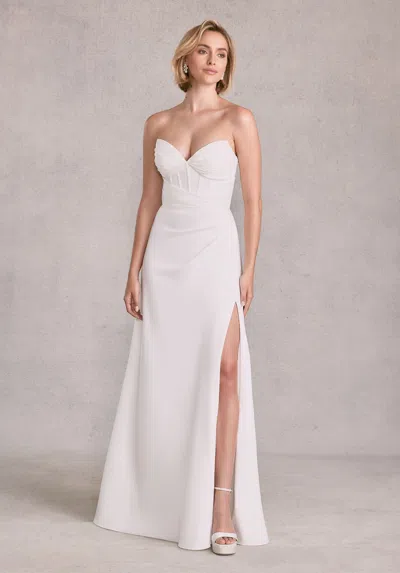 Mgny Madeline Gardner New York 15102 Long Corset Simple A Line Wedding Dress In White