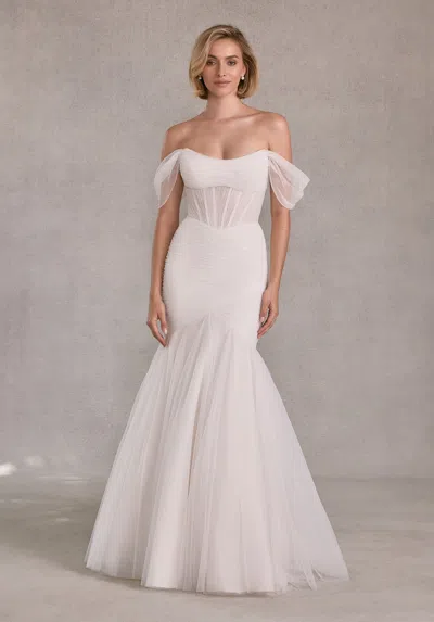 Mgny Madeline Gardner New York 15103 Simple Corset Long Mermaid Wedding Dress In Red