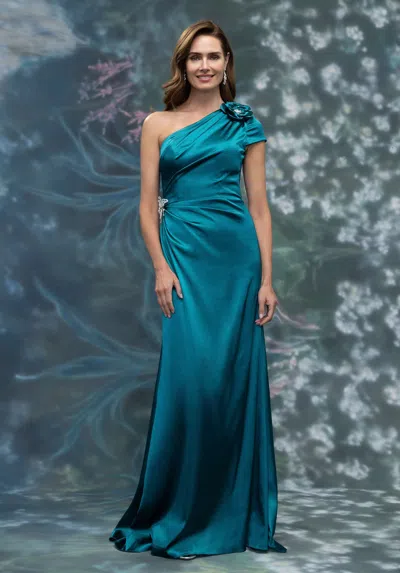 Mgny Madeline Gardner New York 2070014 A Line Long Formal Dress In Blue