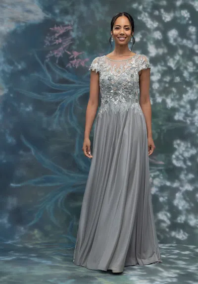 Mgny Madeline Gardner New York 2070022 Long Formal Mother Of The Bride Dress In Gray