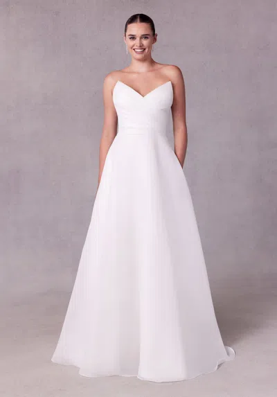 Mgny Madeline Gardner New York 2715 Simple A Line Long Wedding Dress In White