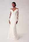 Mgny Madeline Gardner New York 2723 Long Glitter 3d Floral Wedding Dress In White