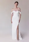 Mgny Madeline Gardner New York 2727 Long Corset Simple Wedding Dress In White