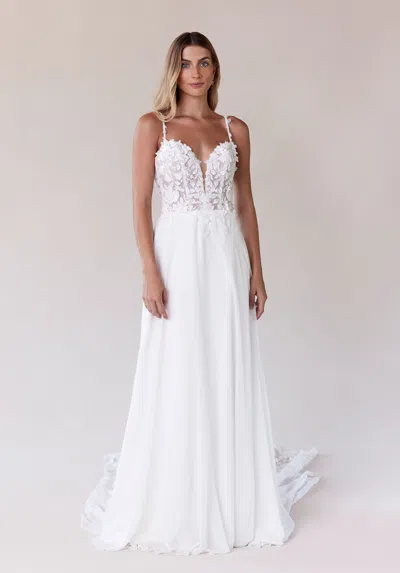 Mgny Madeline Gardner New York 2730 Long Beaded A Line Wedding Dress In White
