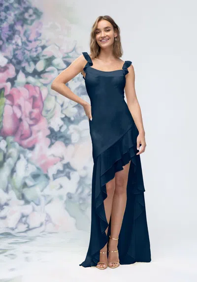 Mgny Madeline Gardner New York 3030015 Formal Ruffle High Low Gown In Blue