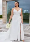 Mgny Madeline Gardner New York 3452 Simple Long Plus Size A Line Wedding Dress In White
