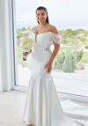 Mgny Madeline Gardner New York 3461 Plus Size Long Mermaid Wedding Dress In White