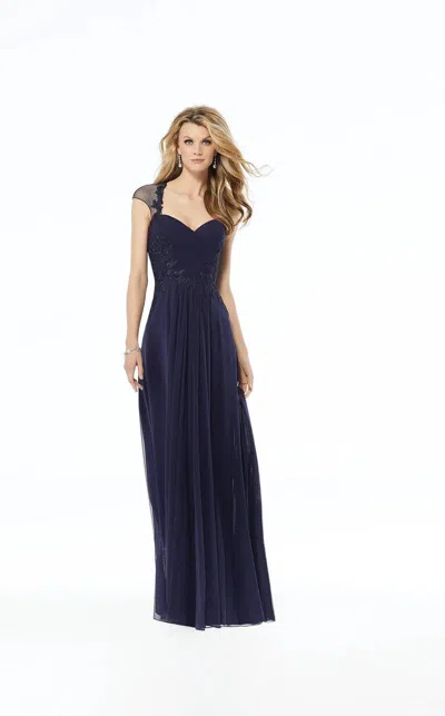 Mgny Madeline Gardner New York 72105 Beaded Formal Long A Line Evening Dress In Blue