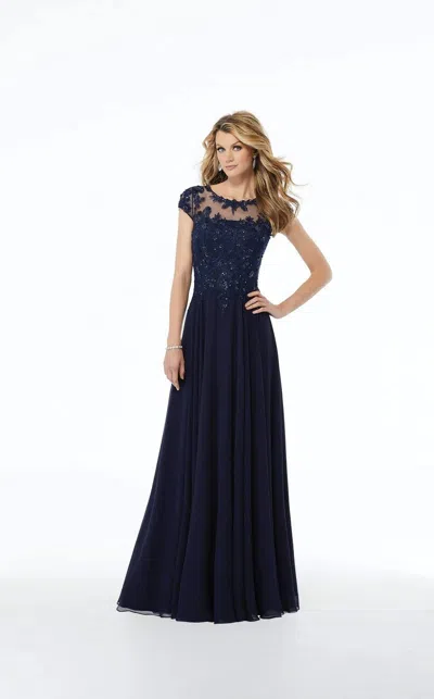 Mgny Madeline Gardner New York 72112 Beaded Long Formal Evening Dress In Blue