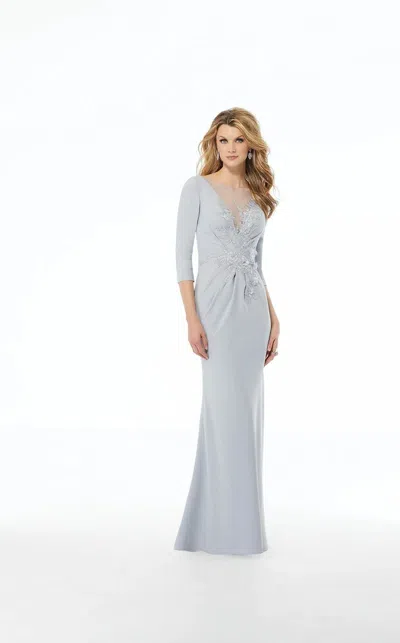 Mgny Madeline Gardner New York 72115 Long Beaded Formal Evening Dress In Silver
