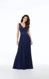 Mgny Madeline Gardner New York 72131 Formal Long A Line Beaded Dress In Blue