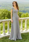 Mgny Madeline Gardner New York 72510 Long Formal Dress In Gray