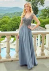 Mgny Madeline Gardner New York 72521 Long Formal Dress In Gray