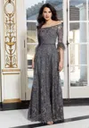 Mgny Madeline Gardner New York 72602 Long Formal Dress In Gray
