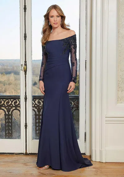 Mgny Madeline Gardner New York 72604 Long Formal Dress In Blue