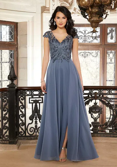 Mgny Madeline Gardner New York 72605 Long Formal Dress In Gray