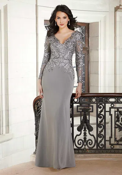 Mgny Madeline Gardner New York 72611 Long Formal Dress In Gray