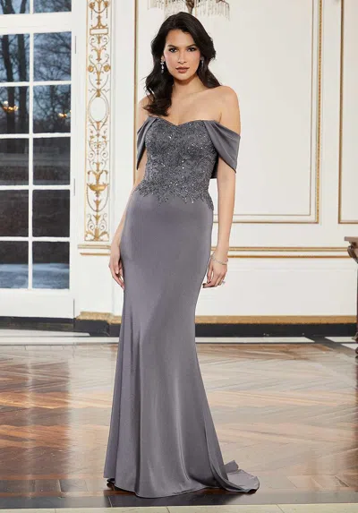 Mgny Madeline Gardner New York 72612 Long Formal Dress In Gray