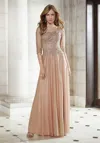 Mgny Madeline Gardner New York 72618 Long Formal Dress In Brown