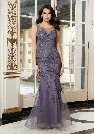 Mgny Madeline Gardner New York 72633 Long Formal Dress In Gray